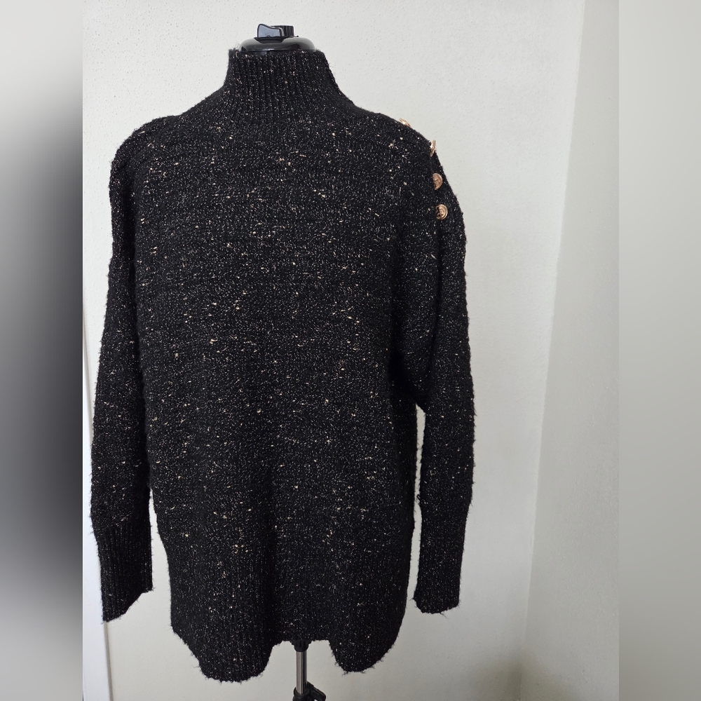 Tahari Black and Gold Knit Sweater